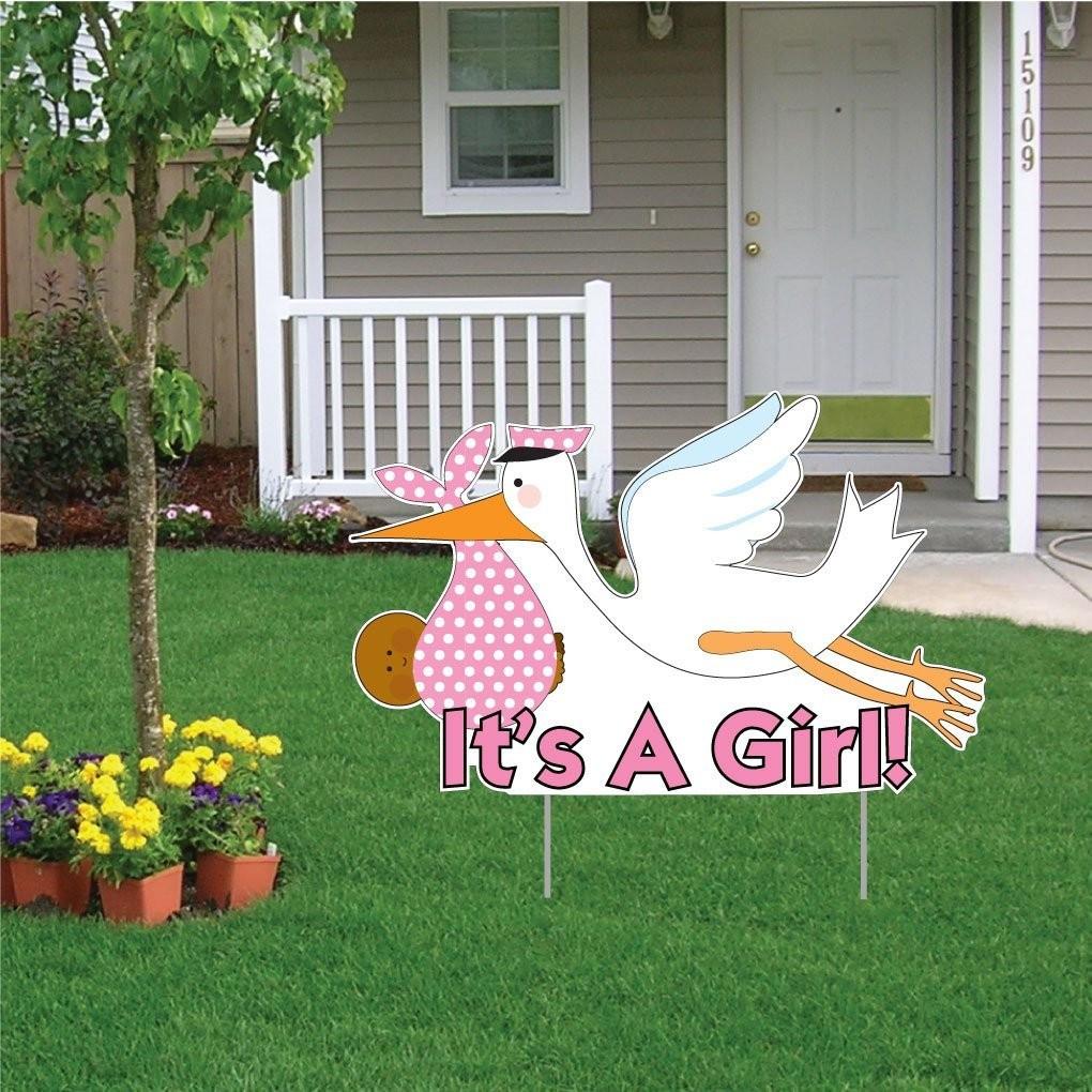 It's a Girl Die Cut Stork, Baby Announcement Yard Card - Image 3