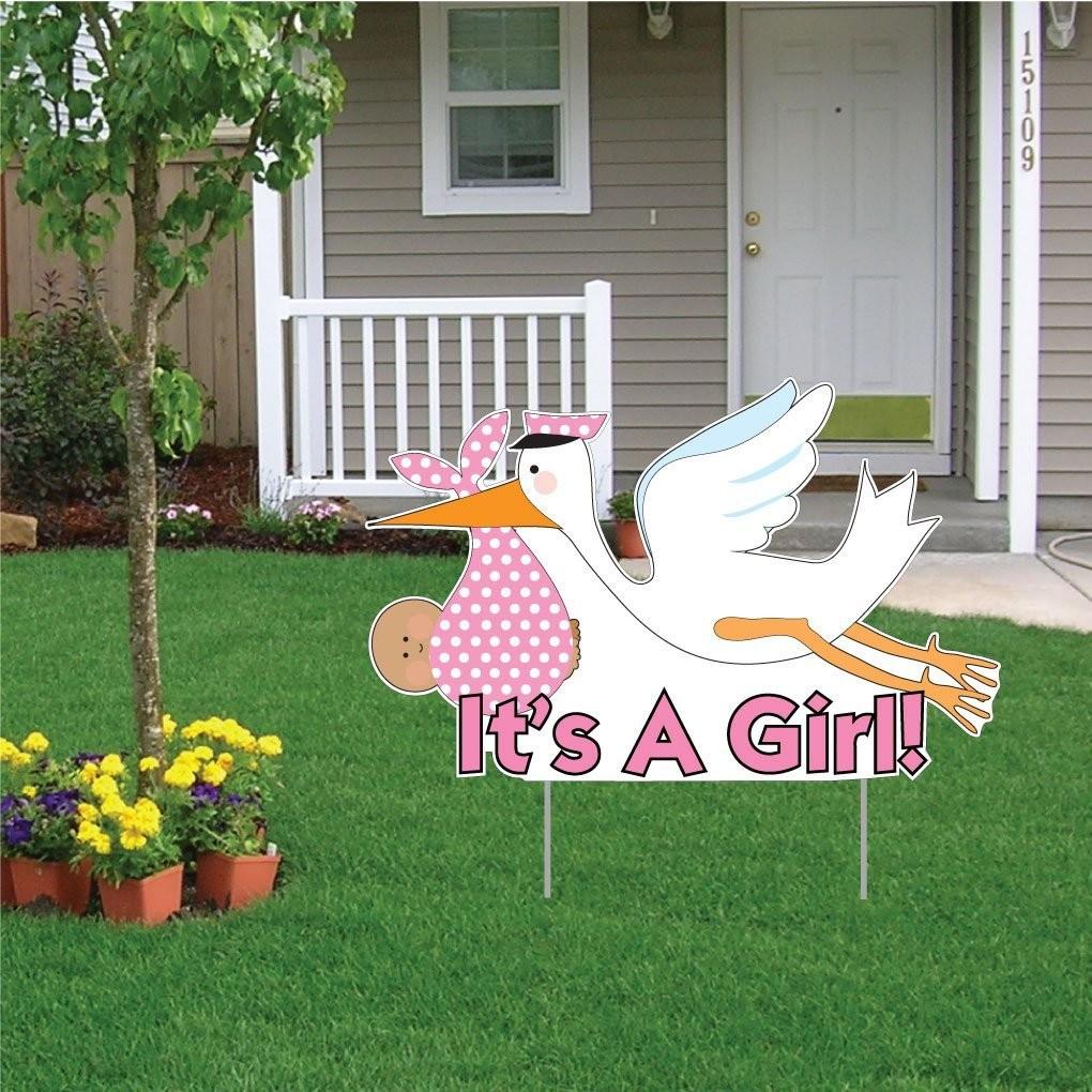 It's a Girl Die Cut Stork, Baby Announcement Yard Card - Image 4