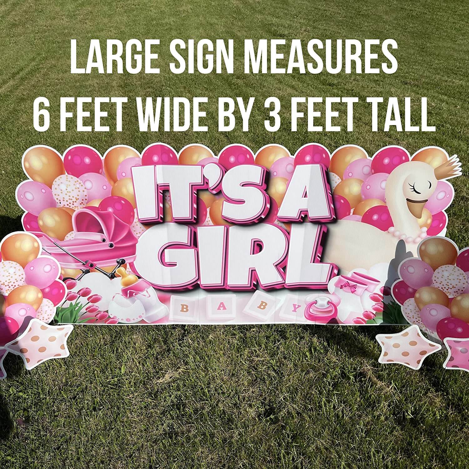 It's A Girl Oversized EZ Yard Cards, 7 pcs - Image 2