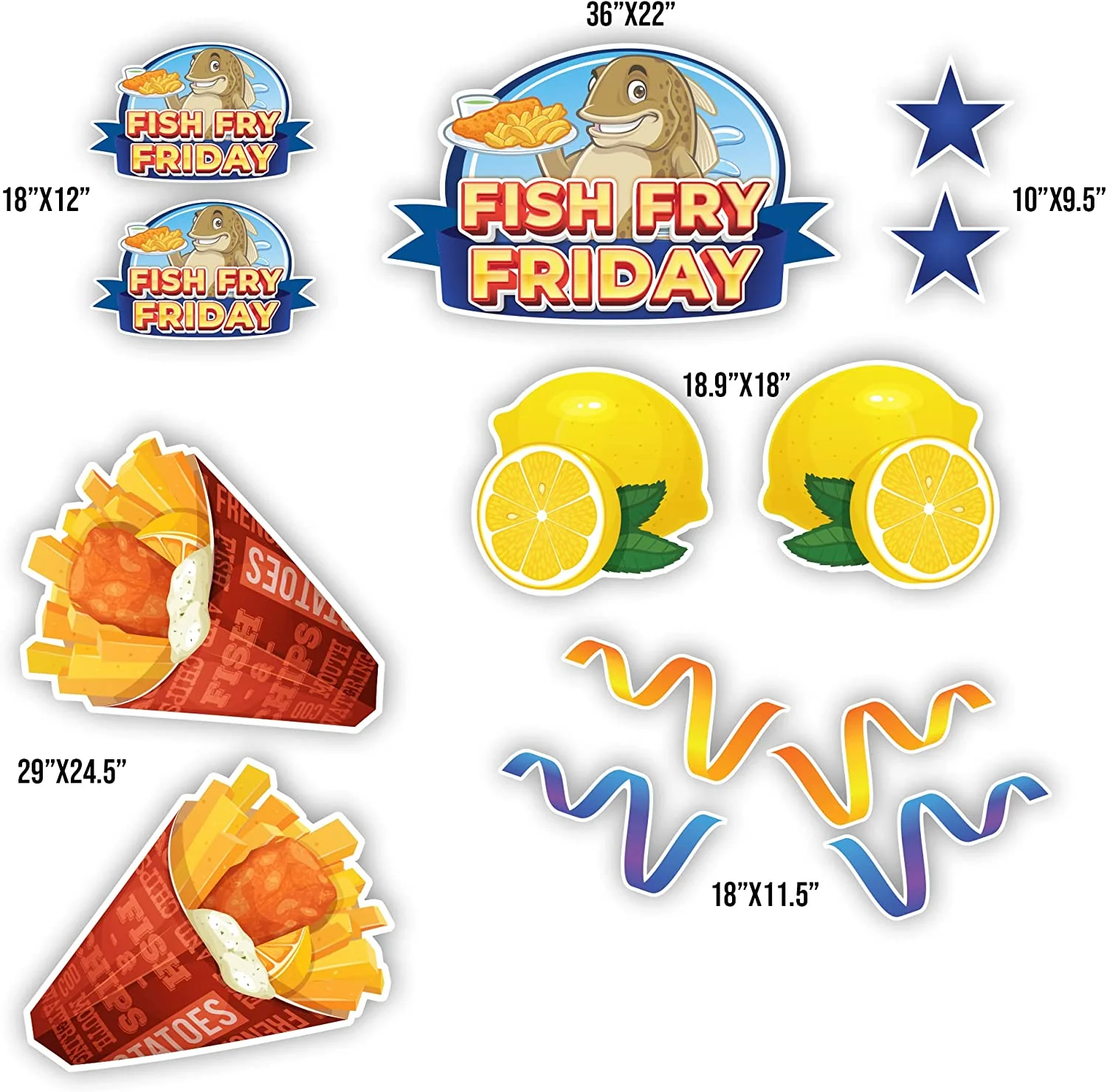 Jumbo Fish Fry Friday Yard Cards - 13 Piece Set - Image 2