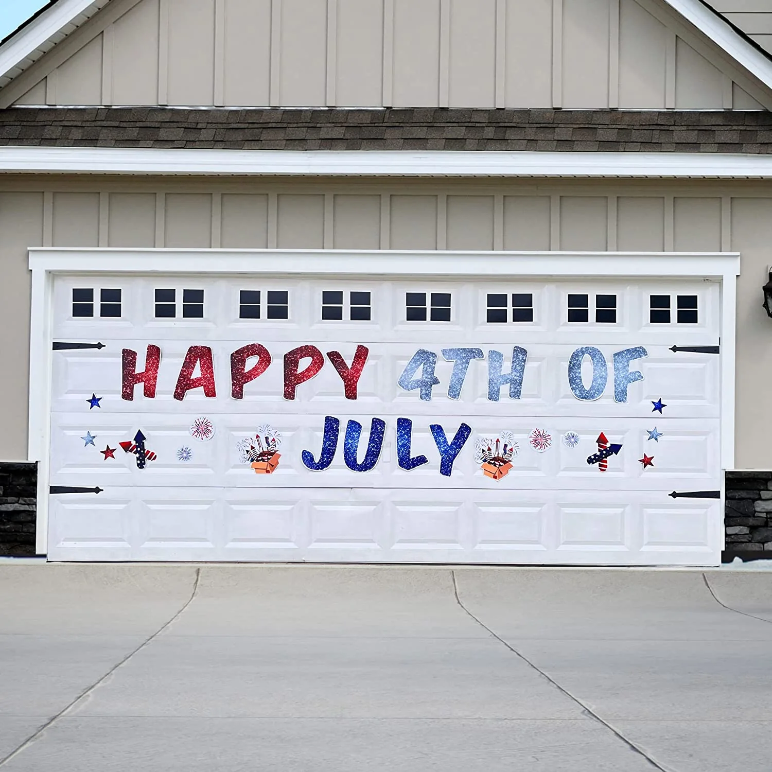 Jumbo Happy 4th of July Garage Magnets, 28 pcs