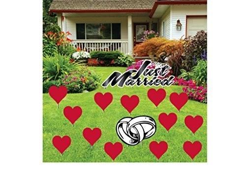 Just Married with Hearts Yard Card