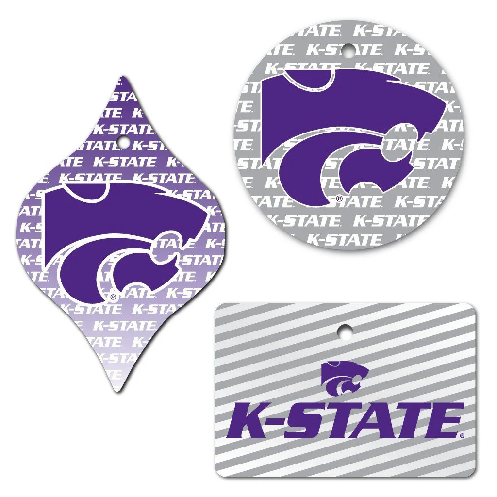 Kansas State University Ornament Set of 3 Shapes