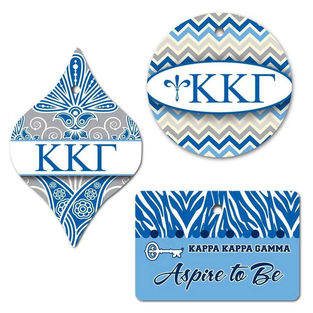 Kappa Kappa Gamma Ornament Set of 3 Shapes