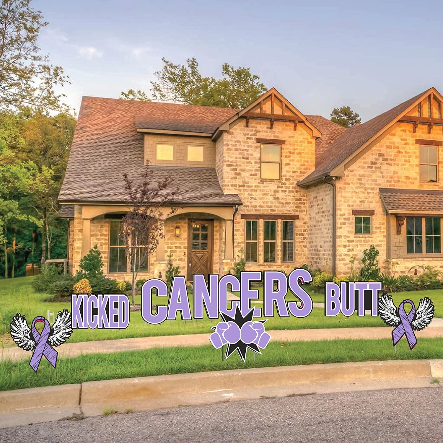 Kicked Cancers Butt Yard Letters - Image 21