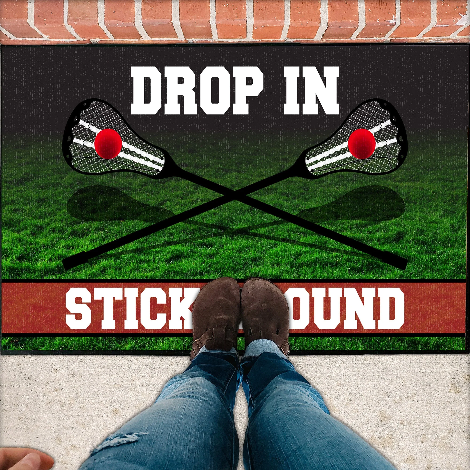 Custom Lacrosse Doormat - Drop in Stick Around - Image 2