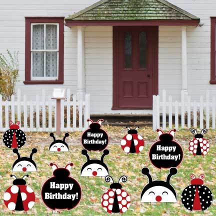 Ladybug Birthday Yard Decorations 13 piece set