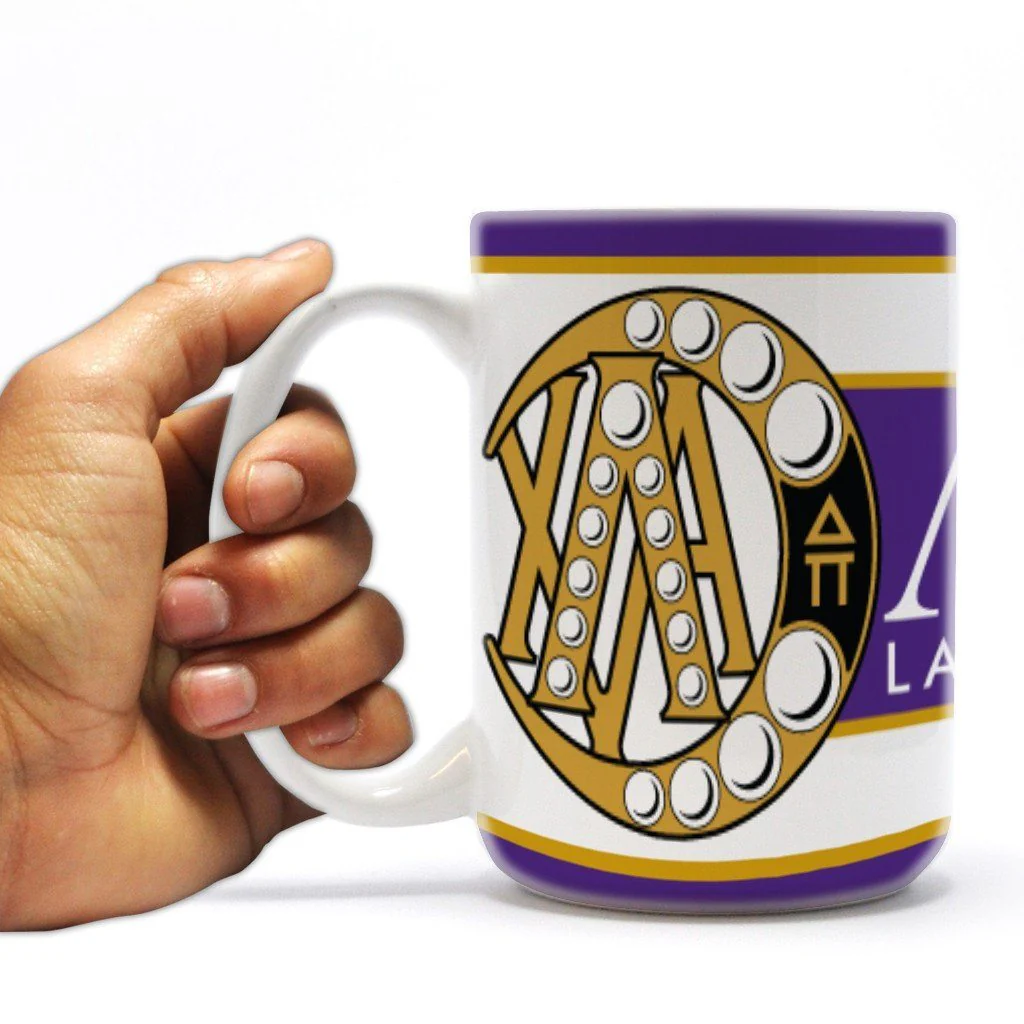 Lambda Chi Alpha 15oz Badge with Stripes Coffee Mug