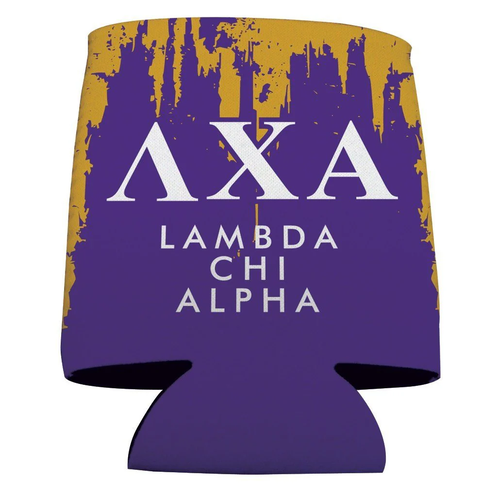 Purple and Gold Lambda Chi Alpha Can Cooler Set