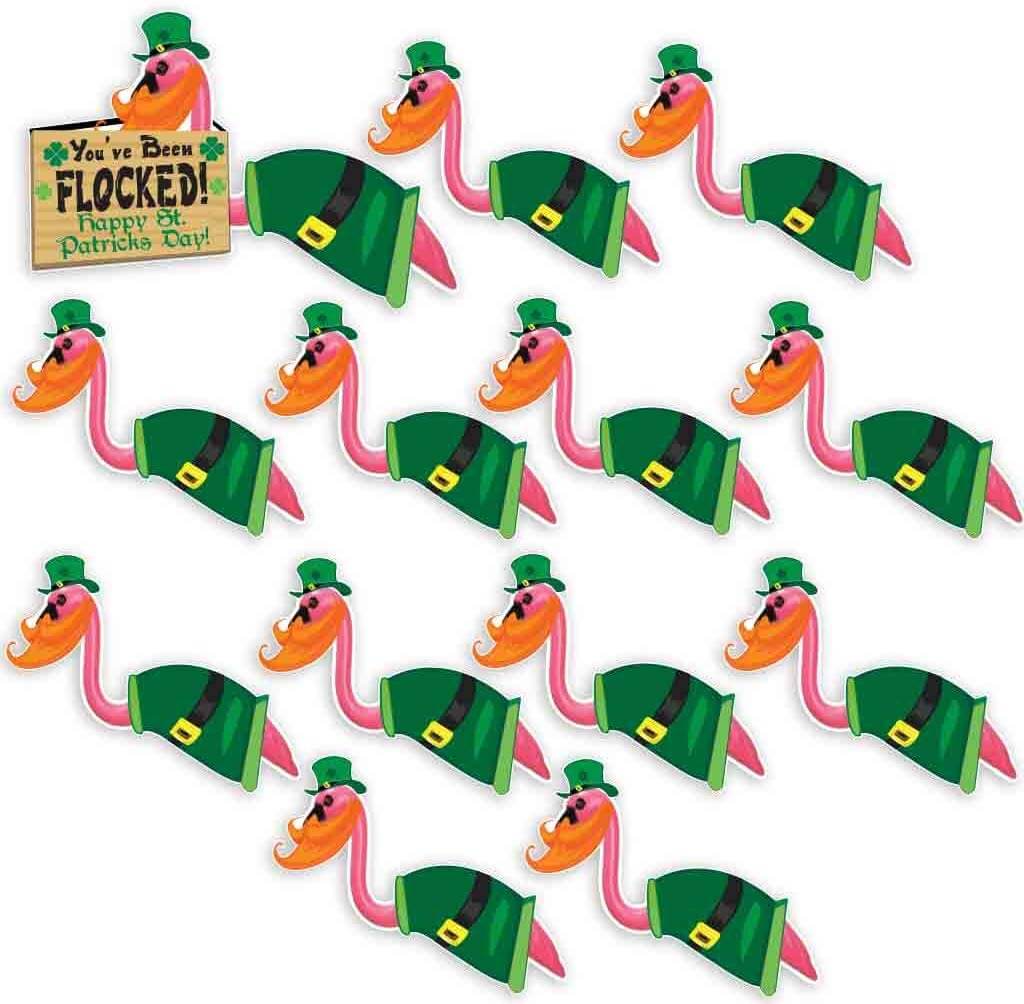 Leprechaun Flocking Flamingos Yard Sign Decoration 13 piece set - Image 2
