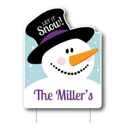 Let It Snow Custom Winter Holiday 17"x22" Yard Sign | Pair of EZ Stakes Included - Image 2