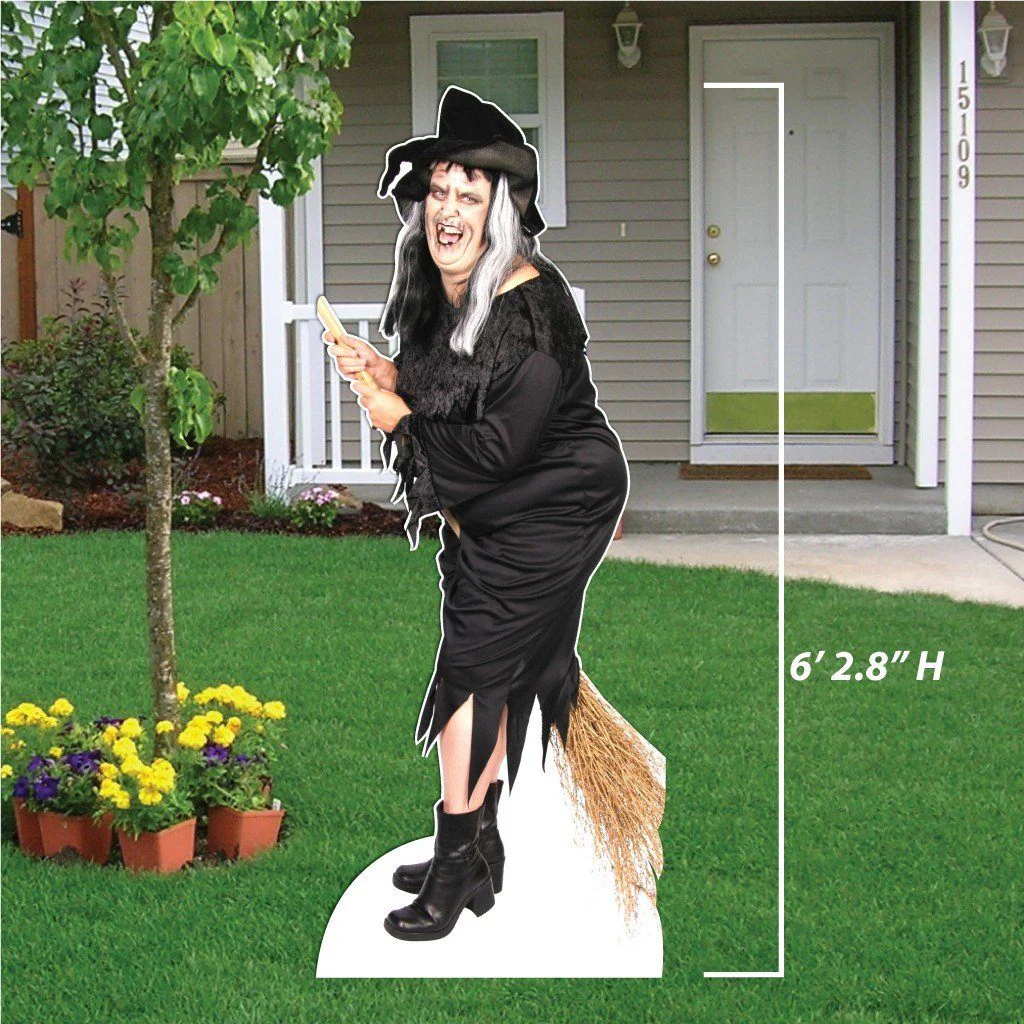 Life Size Witch Halloween Lawn Decoration w/ easel