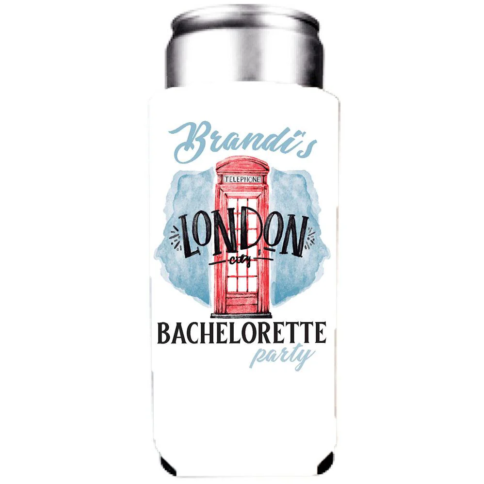 London Themed Bachelorette Party Custom Can Cooler Set - Image 4