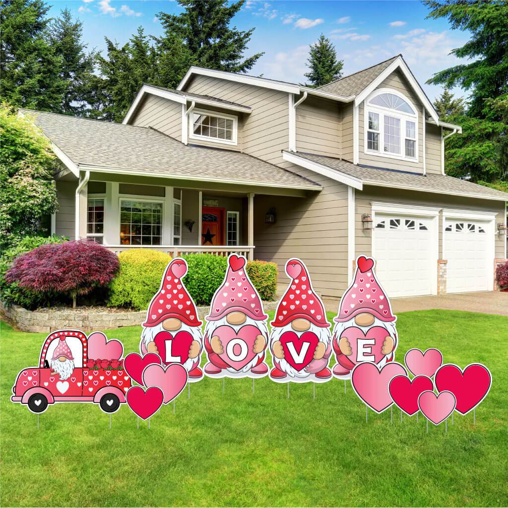 LOVE Gnomes Valentine's Day Yard Decoration 13 pc Set