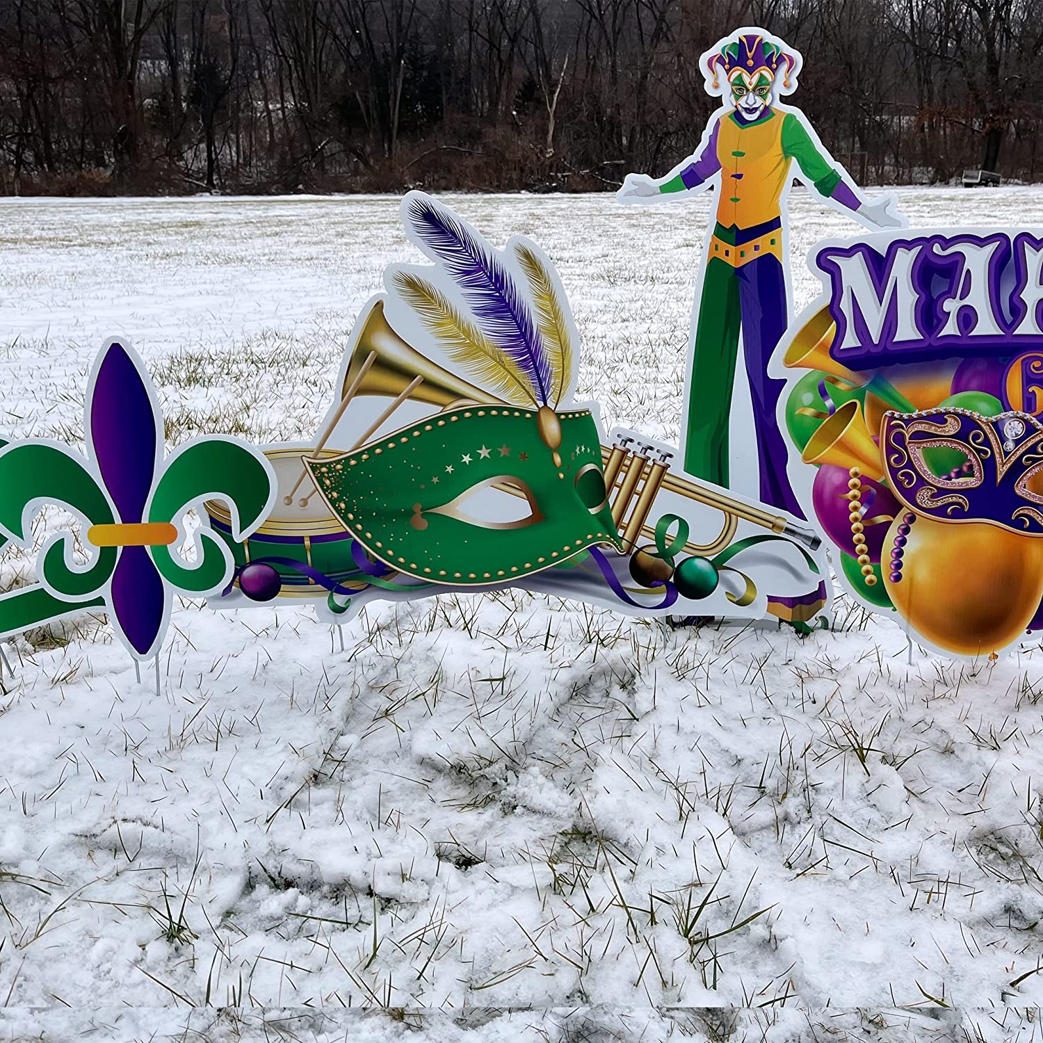 Mardi Gras Masquerade Party Yard Card Display 10 pc set - Image 5