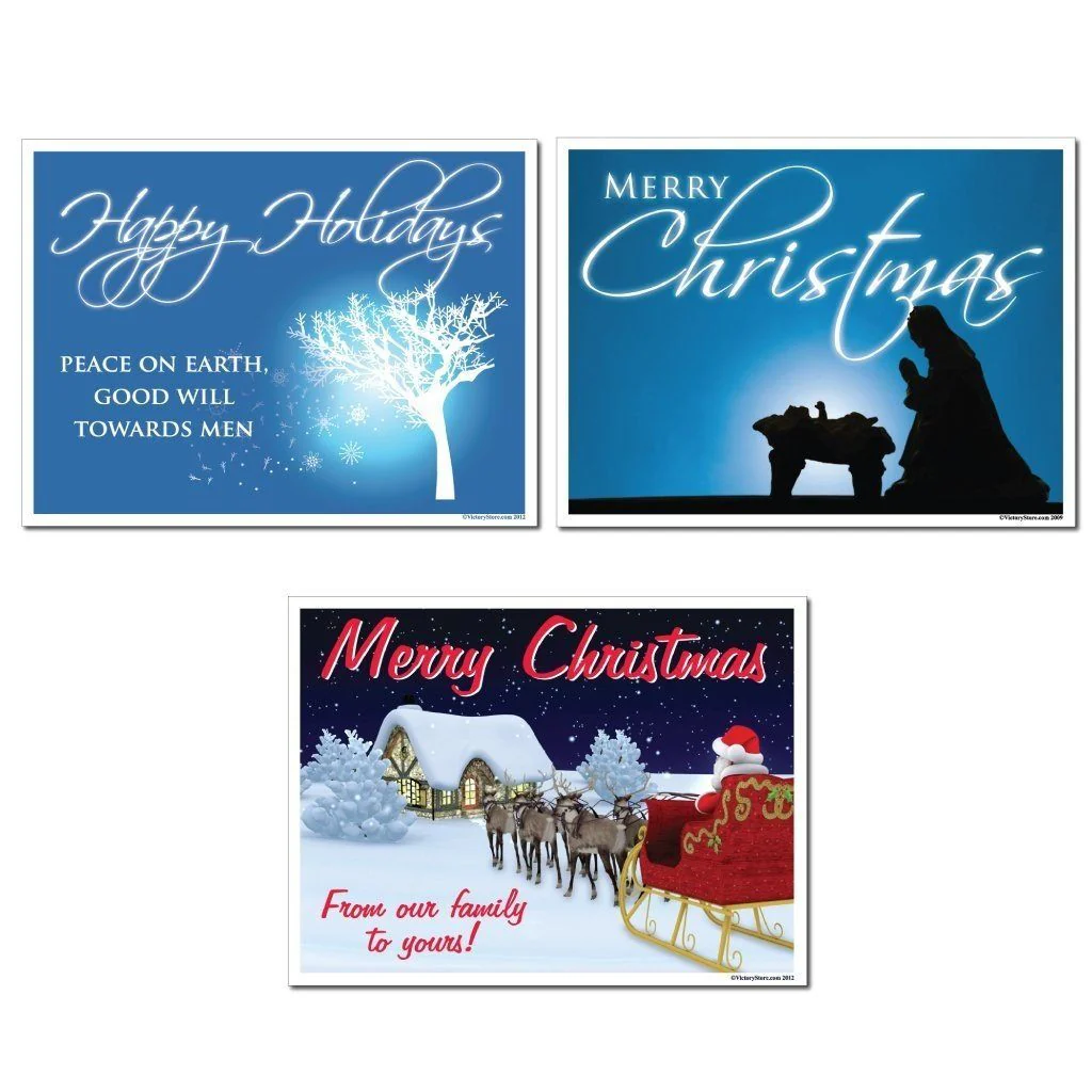 Merry Christmas Yard Sign Set of 6 | 12 EZ Stakes Included