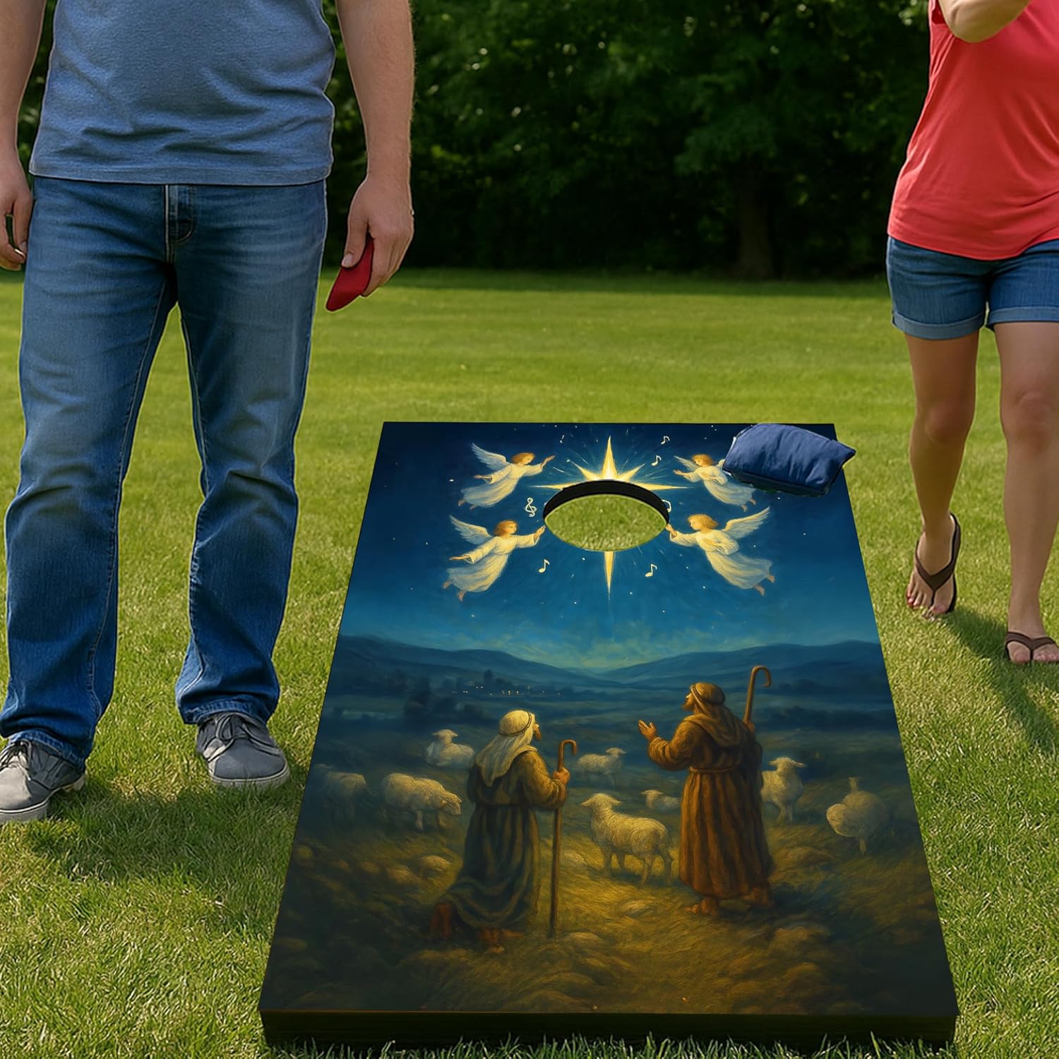 Nativity Cornhole Bag Toss Game 24x36” – Christian Christmas Outdoor Game Set | Includes 2 Wood Boards & 8 Bean Bags - Image 4