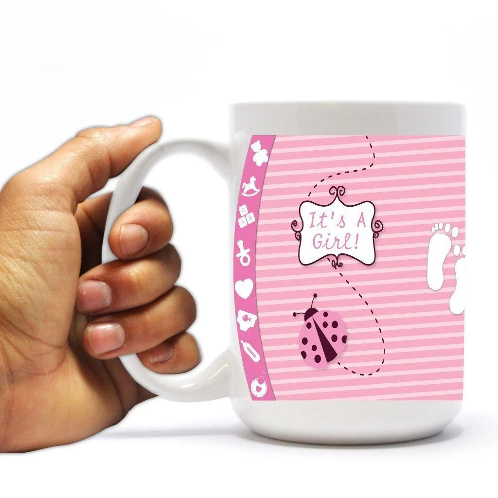 It's a Girl Pink Ladybug 15 Oz Coffee Mug