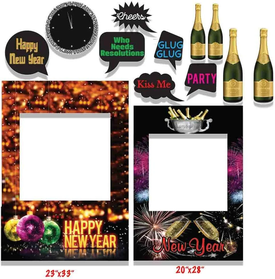 New Years Photo Booth Frame and Props Set - Image 3