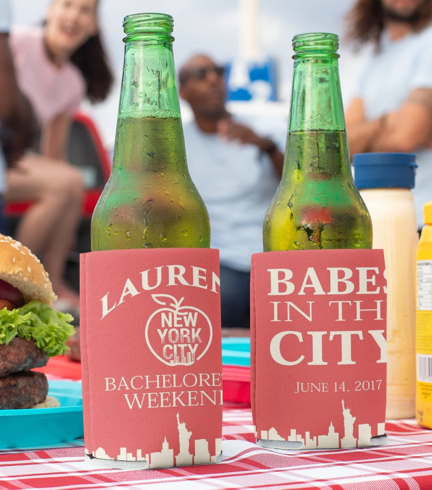 NYC Babes in the City Bachelorette Party Custom Can Cooler Set