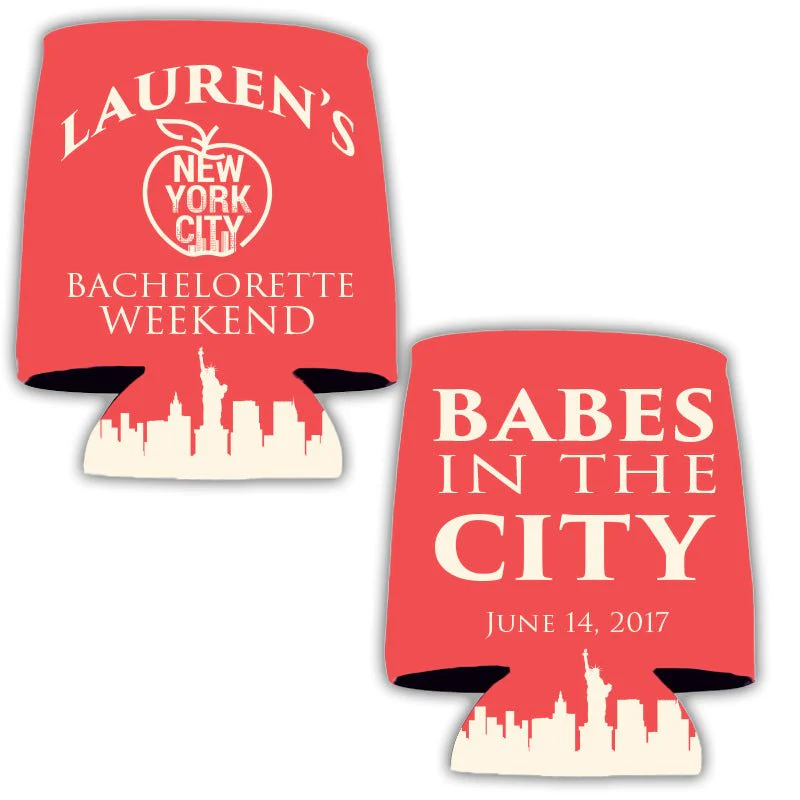 NYC Babes in the City Bachelorette Party Custom Can Cooler Set - Image 2