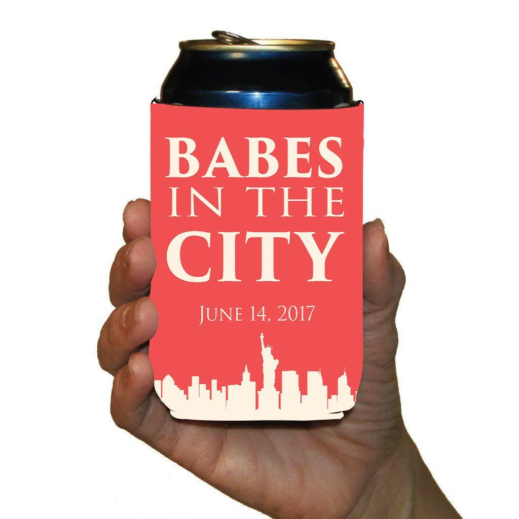 NYC Babes in the City Bachelorette Party Custom Can Cooler Set - Image 4