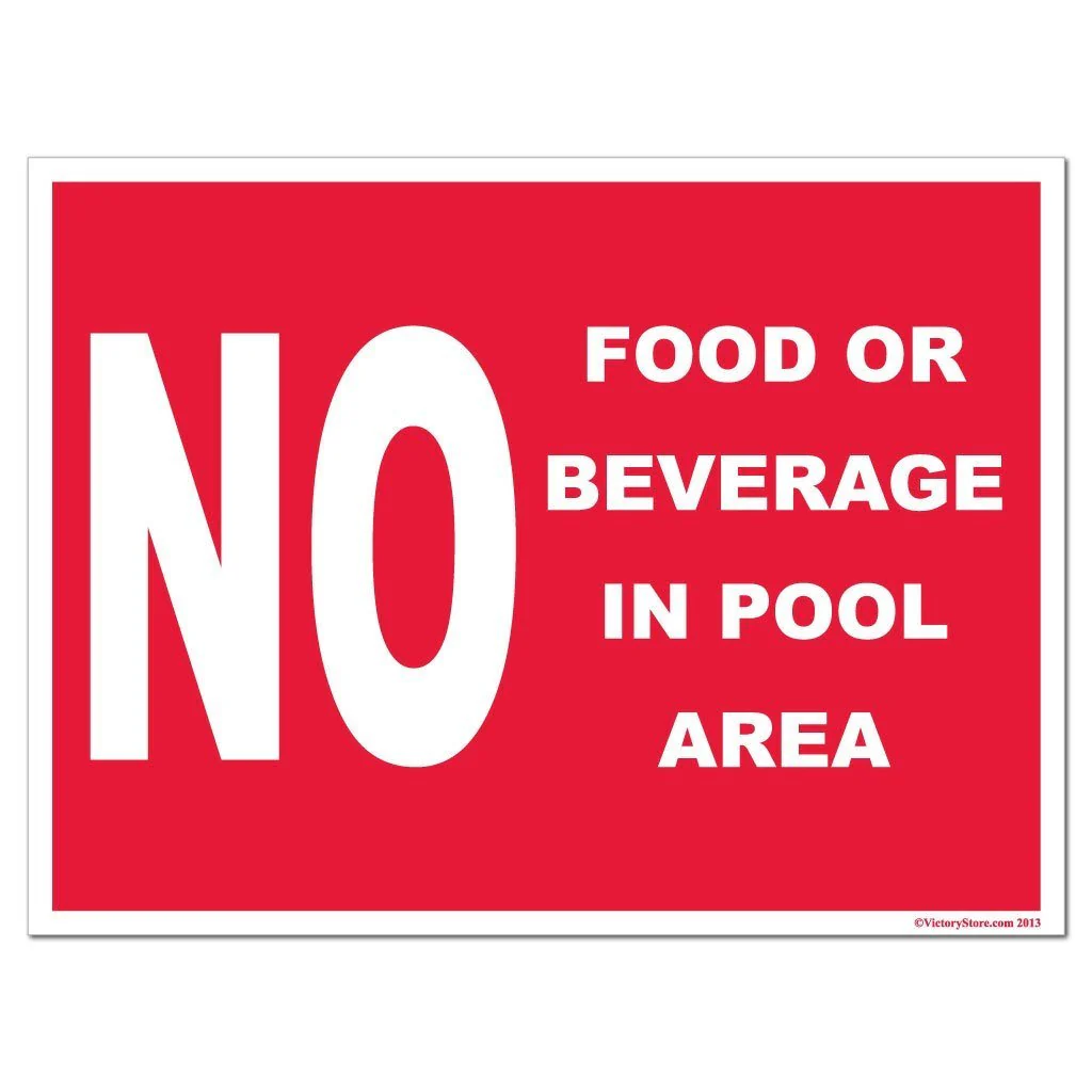 No Food or Beverage in Pool Area Sign or Sticker - Image 2