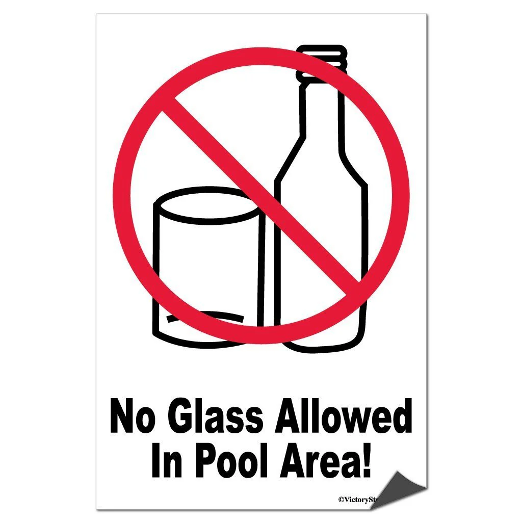 No Glass Allowed in Pool Area Sign or Sticker - Image 6