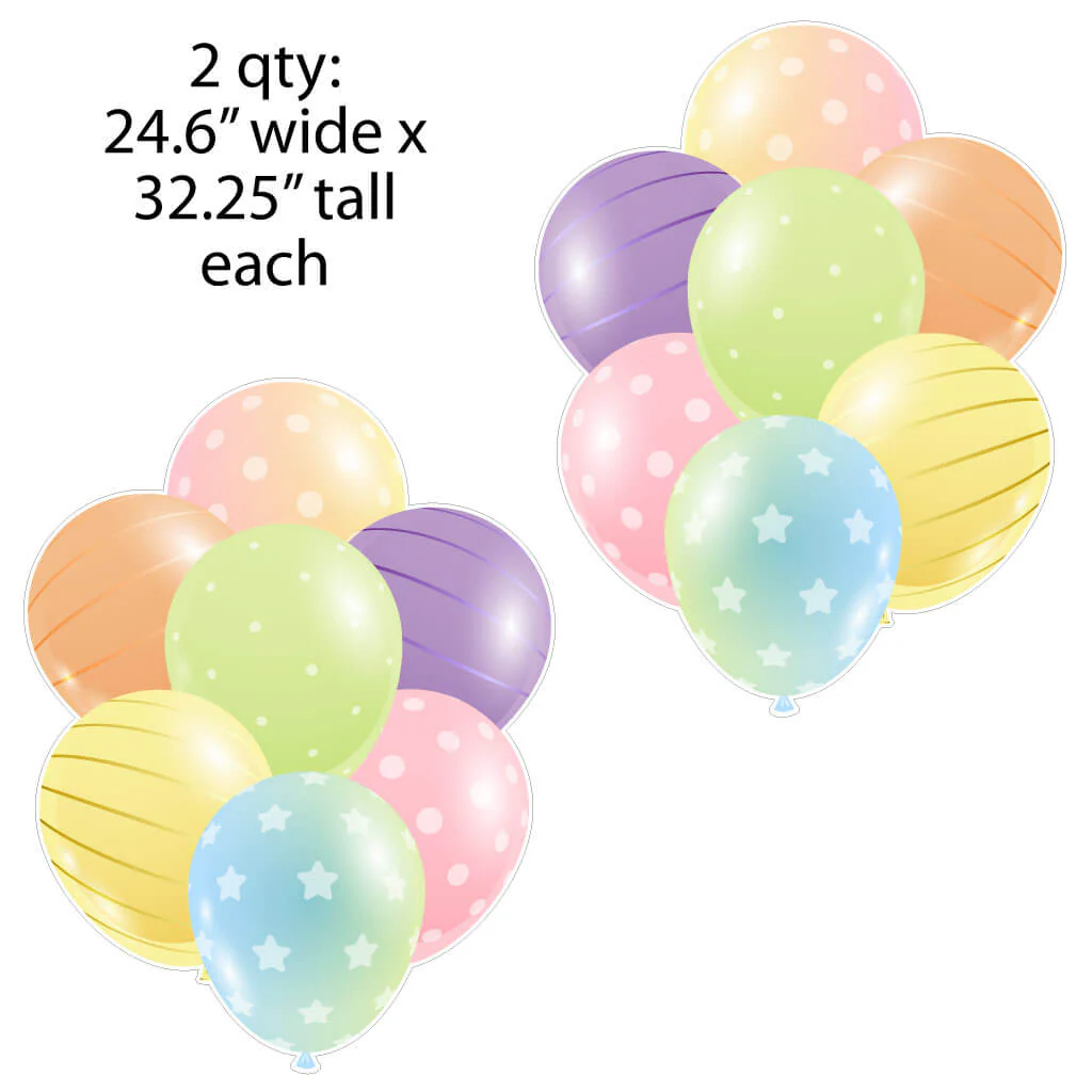 Pastel Balloon Clusters, Cakes & Stacks of Presents Yard Card Fillers - Image 2