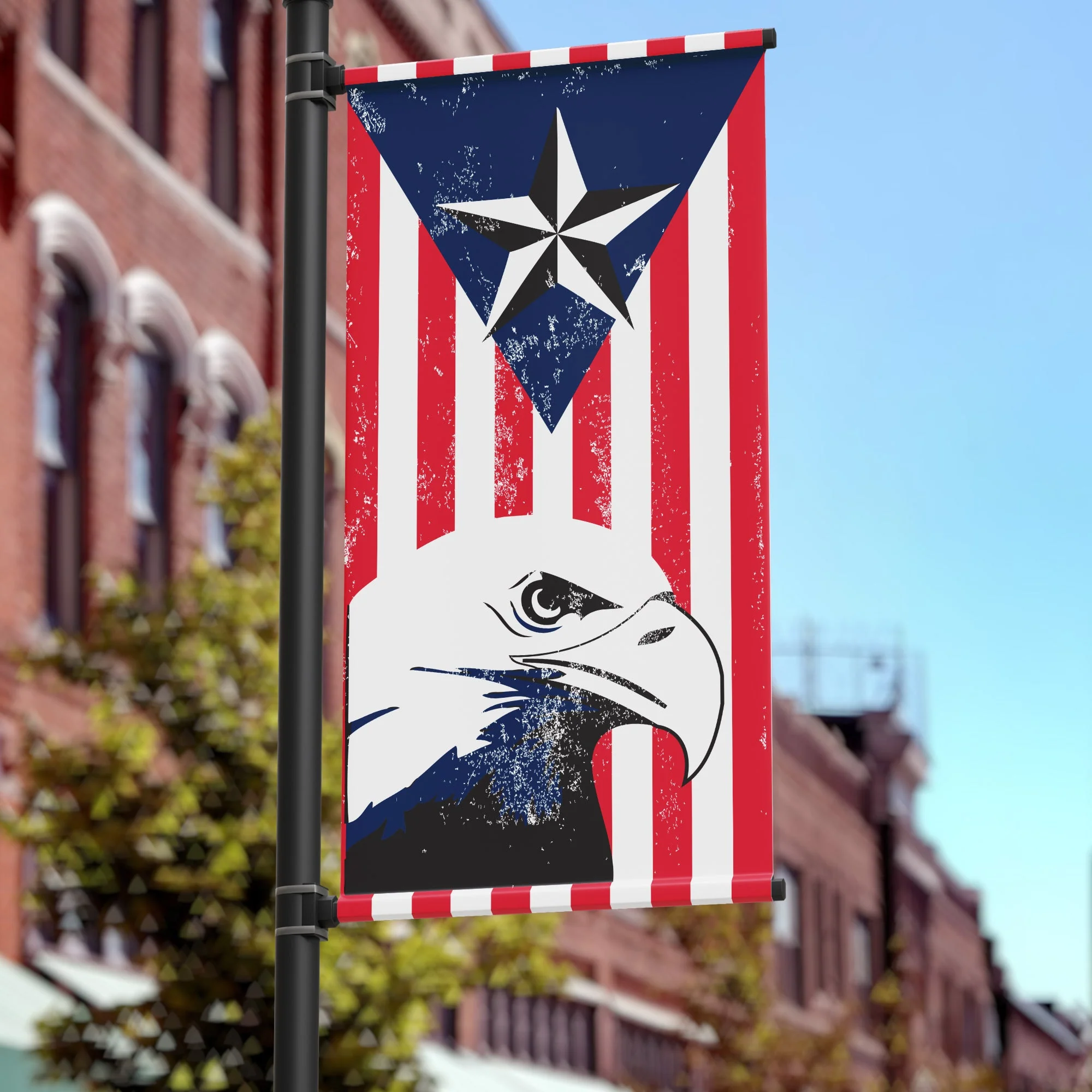 Patriotic Eagle Pole Banner