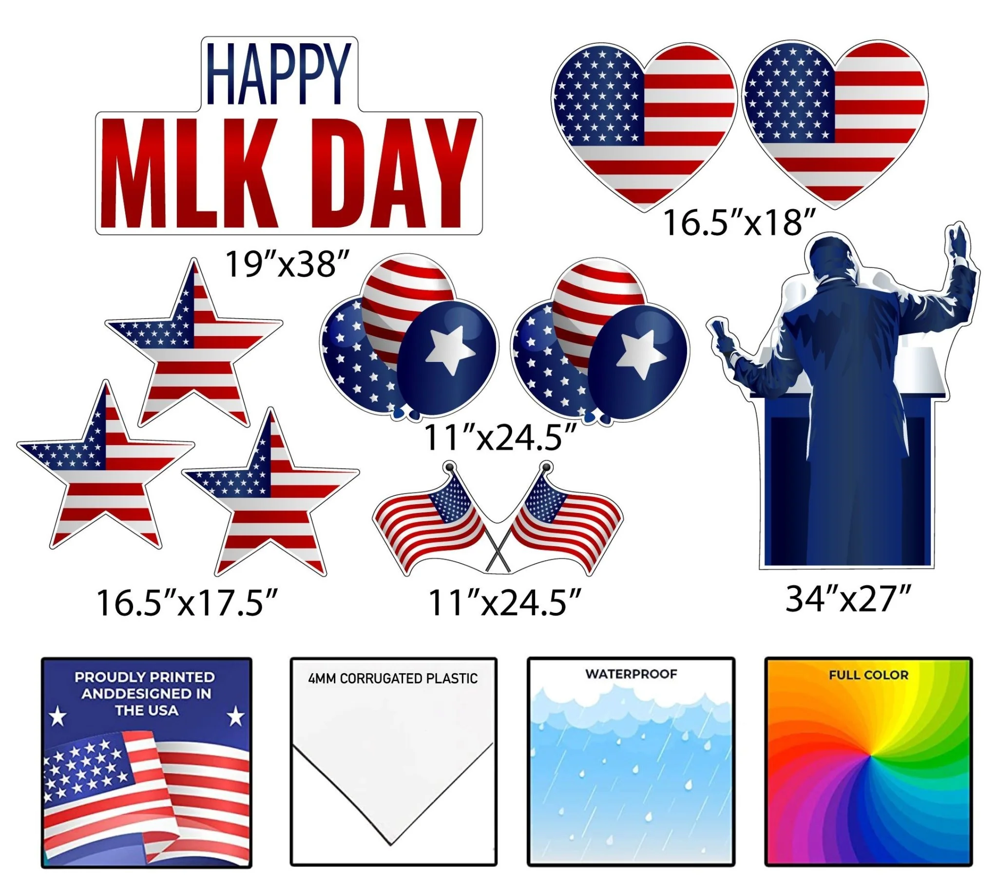 Patriotic Happy MLK Day Yard Card - Image 2