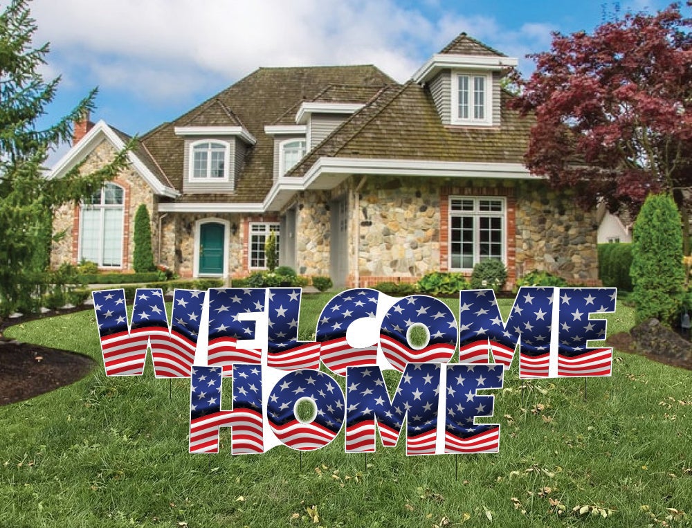 Patriotic Welcome Home Quick Set Yard Card, 5 pcs