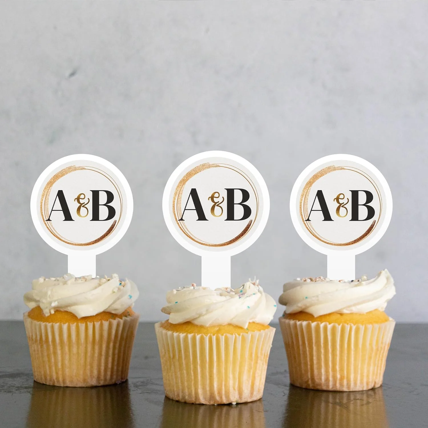 Personalized Gold Streak Wedding Toppers - Image 2