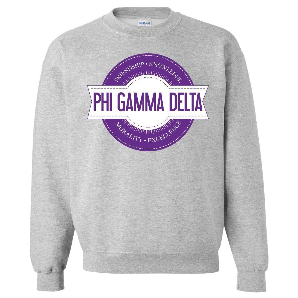 Phi Gamma Delta Seal Sport Gray Crewneck Sweatshirt