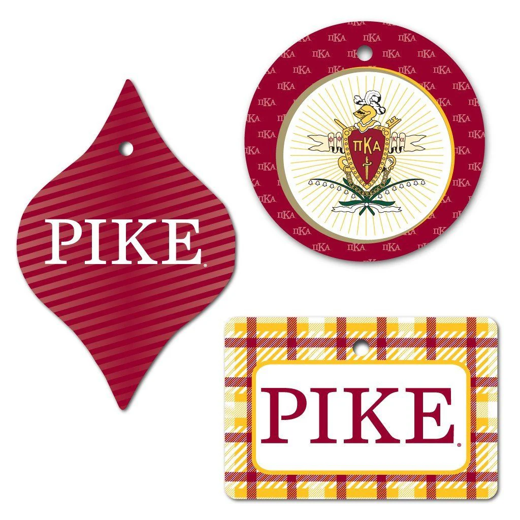 Pi Kappa Alpha Ornament Set of 3 Shapes