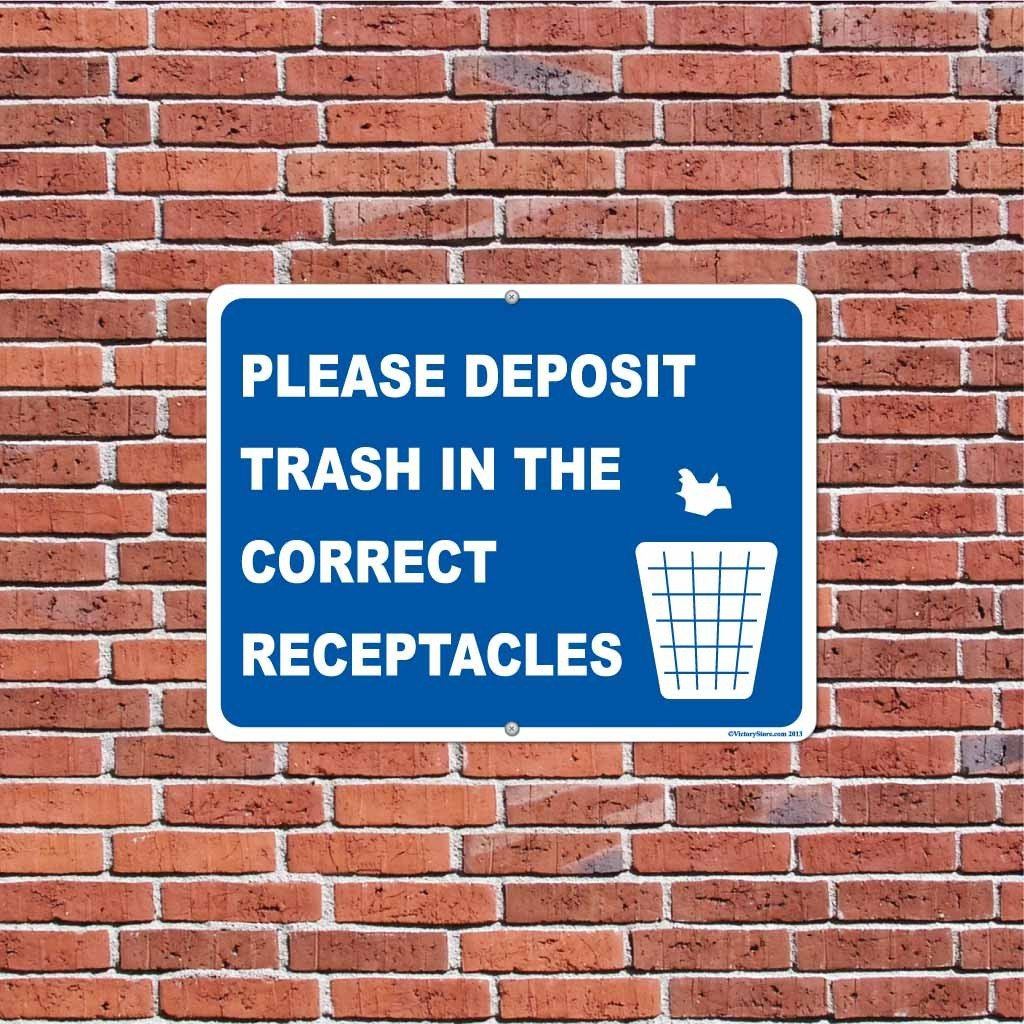 Please Deposit Trash in the Correct Receptacles Sign or Sticker - #13