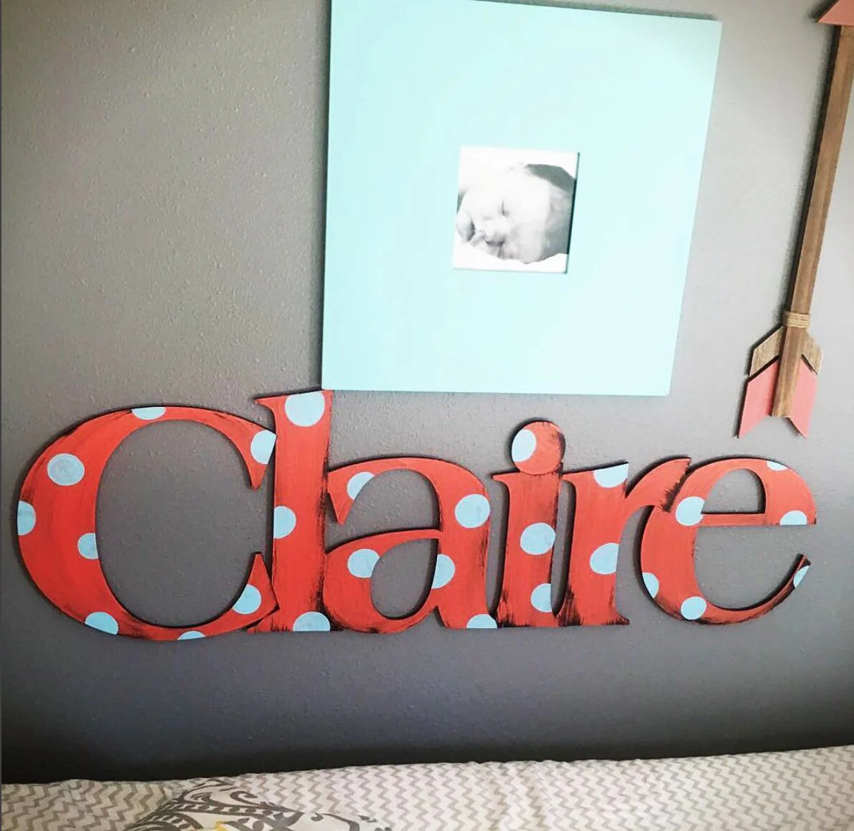 Polka Dot & Stripe Custom Name Wall Decor