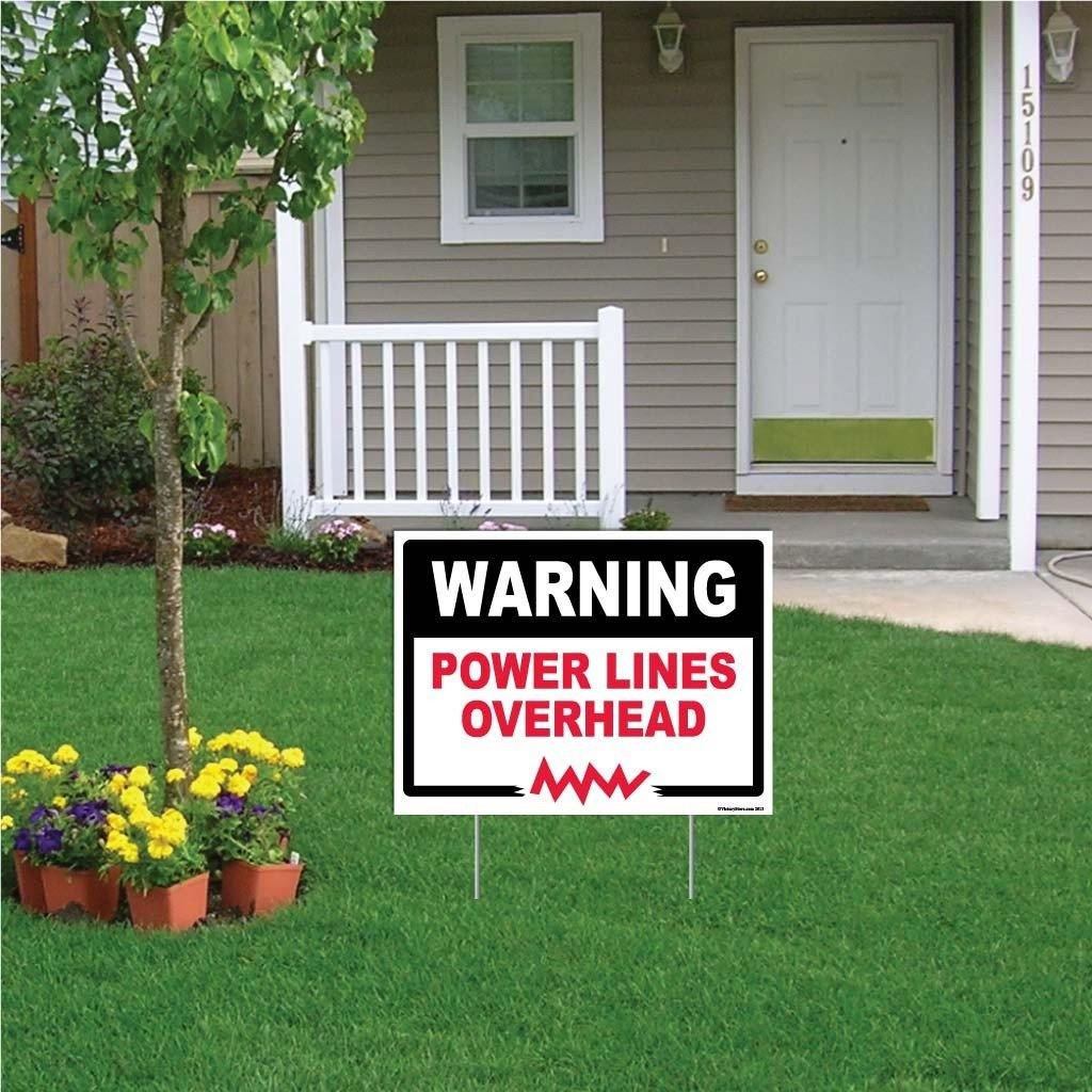 Power Lines Overhead Warning Sign or Sticker