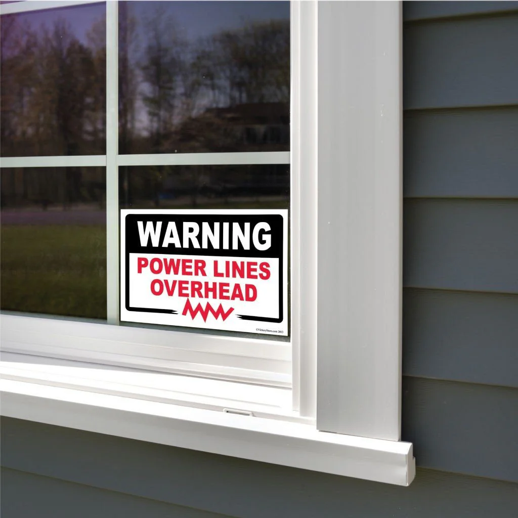 Power Lines Overhead Warning Sign or Sticker - Image 6
