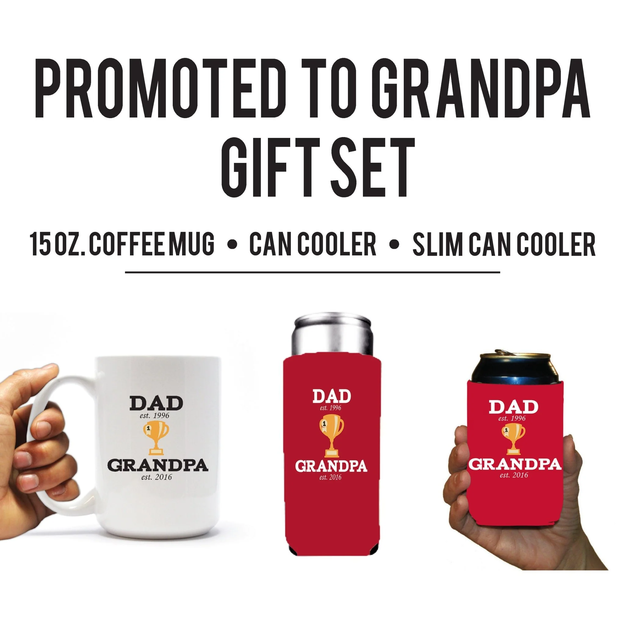 Promoted to Grandpa Mug & Can Cooler Gift Pack