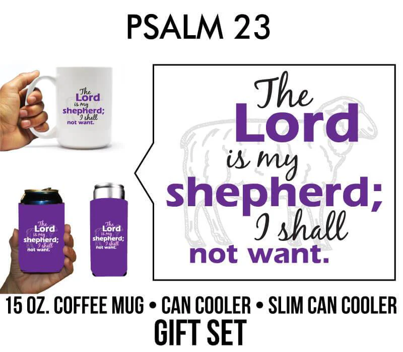 Psalm 23 Religious Coffee Mug & Can Cooler Gift Pack