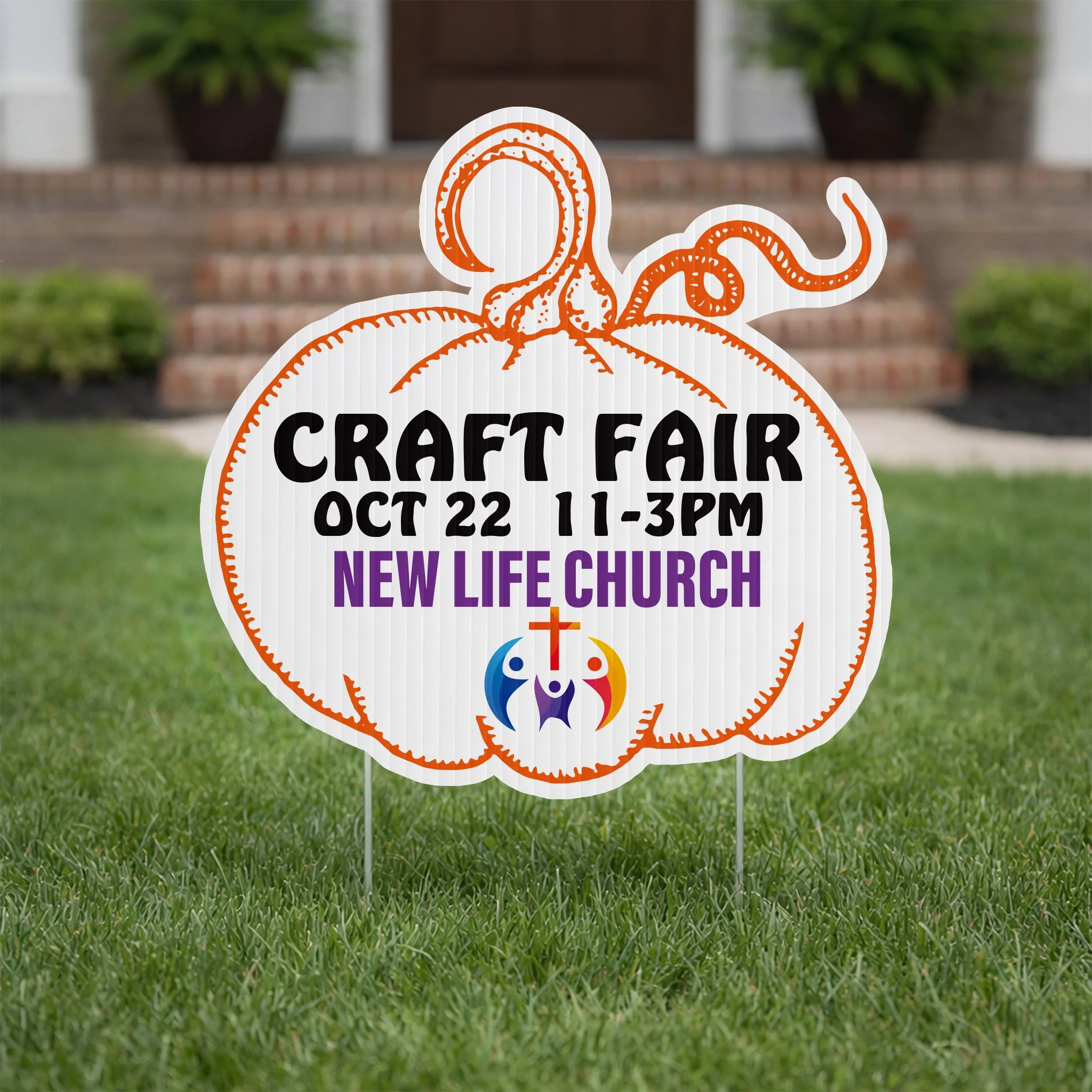 22x22" Pumpkin Shaped Yard Sign - Image 2