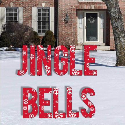 Red Snowflake Jingle Bells Letters Yard Card 11 piece set