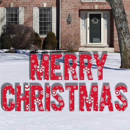 Red Snowflake Merry Christmas Letters Yard Card 14 piece set