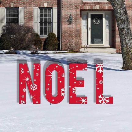 Red Snowflake NOEL Letters Yard Card 4 piece set