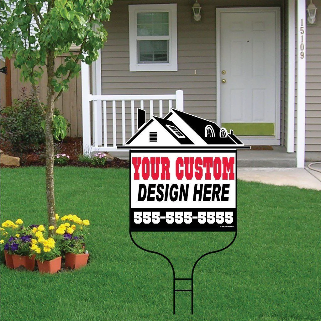 Roof Shaped Over-the-top Yard Sign with Black Frame Roof | Includes F11 Frame