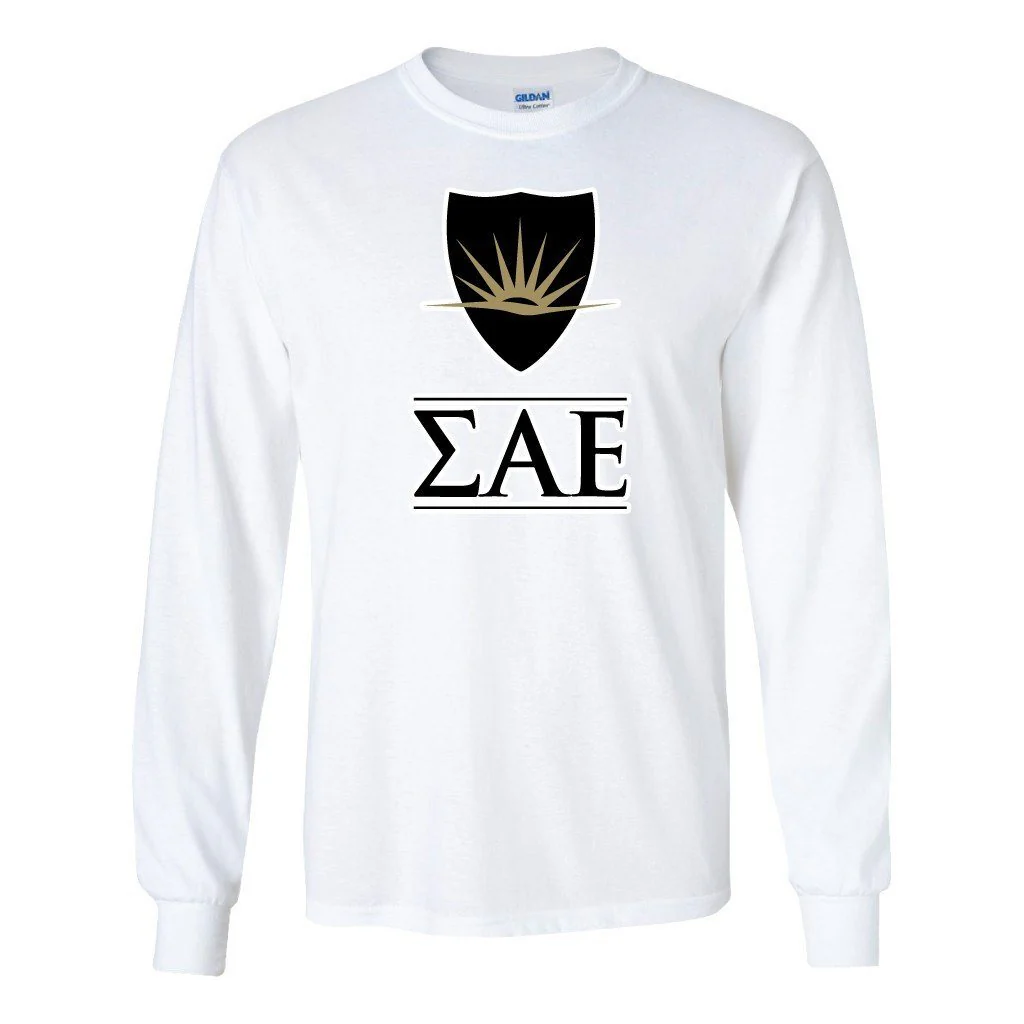 Sigma Alpha Epsilon Shield and Greek Letters Long Sleeve T-shirt