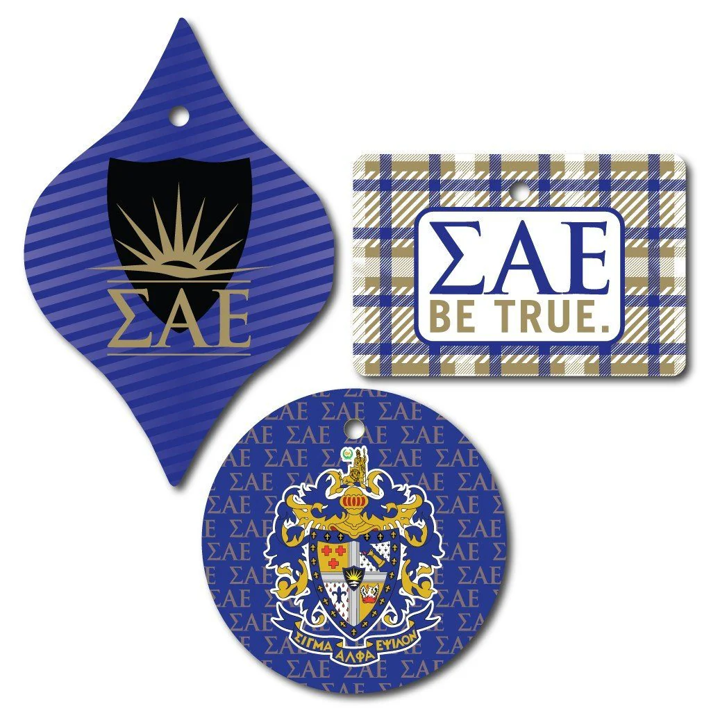 Sigma Alpha Epsilon Ornament Set of 3 Shapes