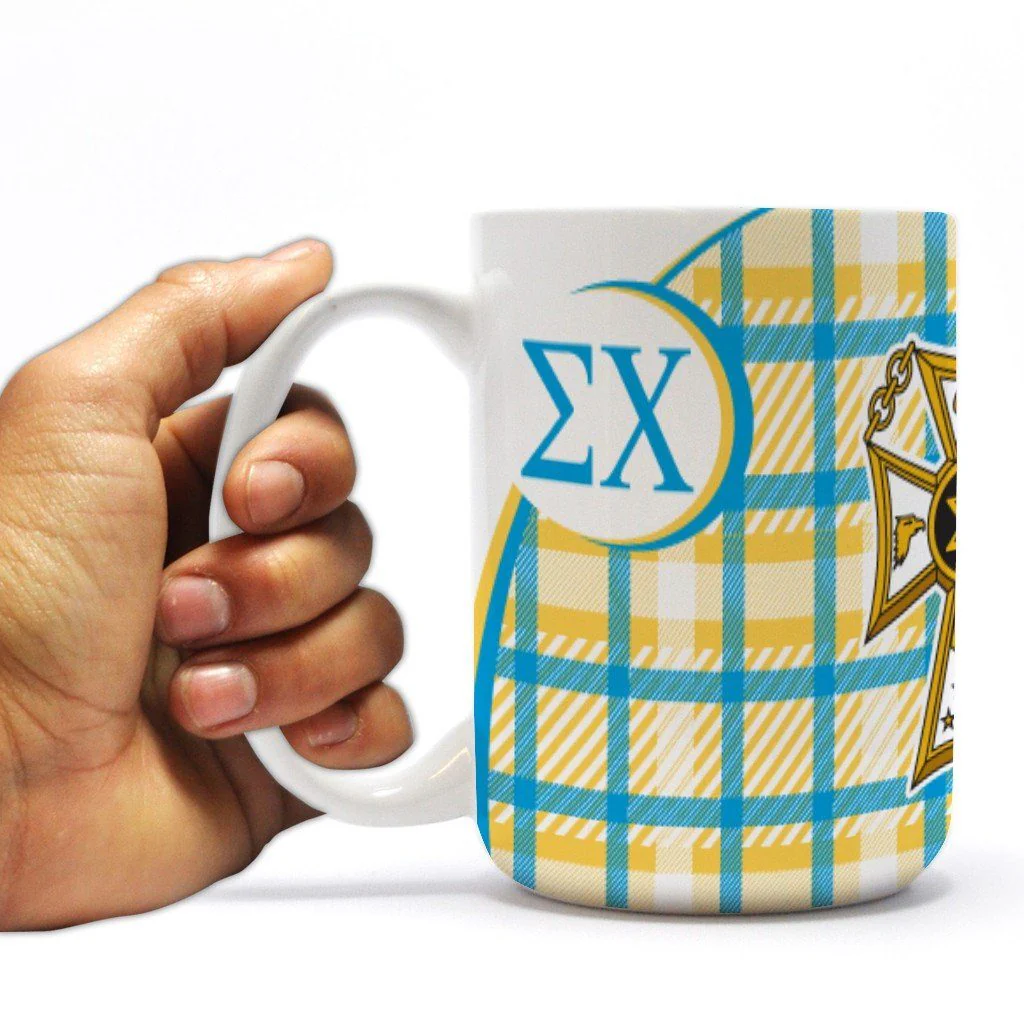 Sigma Chi 15oz Badge with Plaid Coffee Mug - Image 2