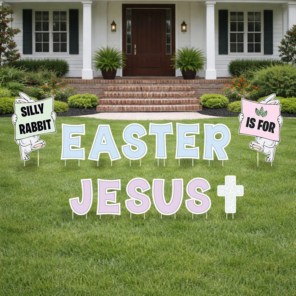 Silly Rabbit Easter is for Jesus Yard Decoration | 14 pc Set